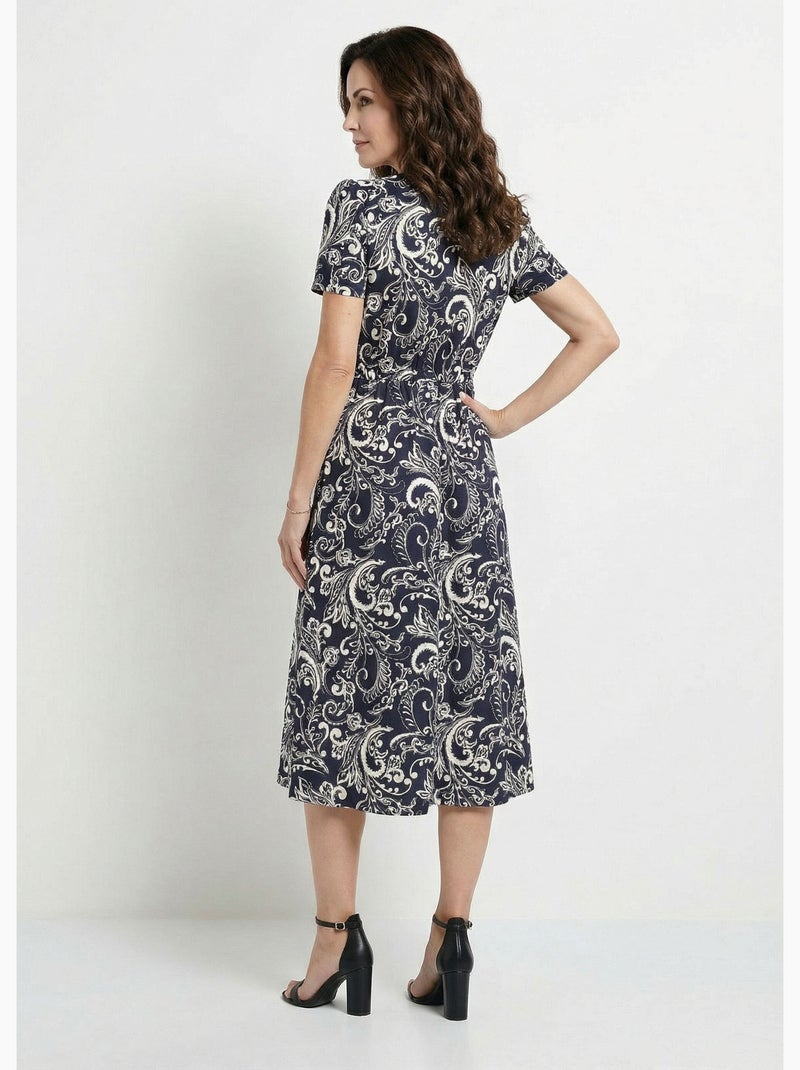 Vestido largo cruzado con cintura elástica - Afibel Negro Crudo - Kiabi