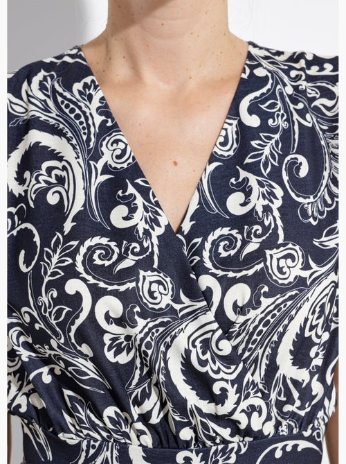 Vestido largo cruzado con cintura elástica - Afibel - Kiabi