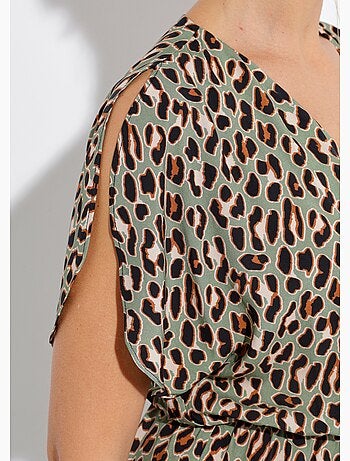 Vestido largo cruzado con estampado de leopardo - Afibel