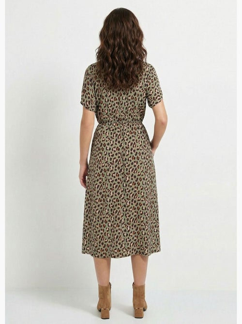 Vestido largo cruzado con estampado de leopardo - Afibel - Kiabi
