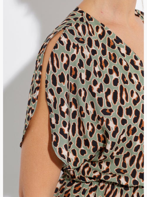 Vestido largo cruzado con estampado de leopardo - Afibel - Kiabi