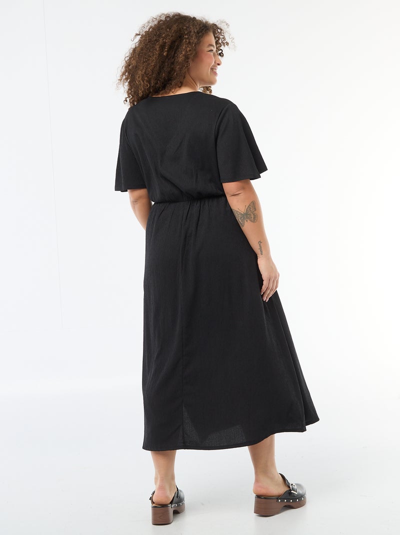 Vestido largo cruzado Negro - Kiabi