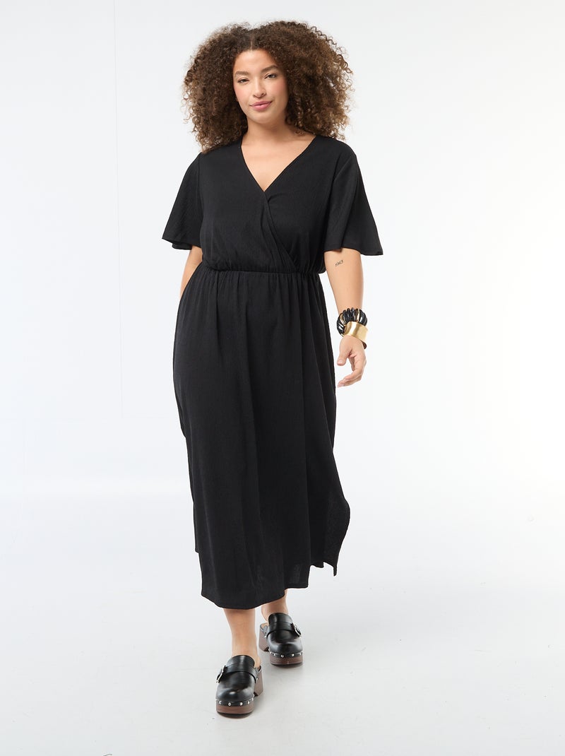 Vestido largo cruzado Negro - Kiabi