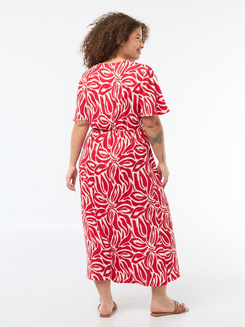 Vestido largo cruzado Rojo - Kiabi
