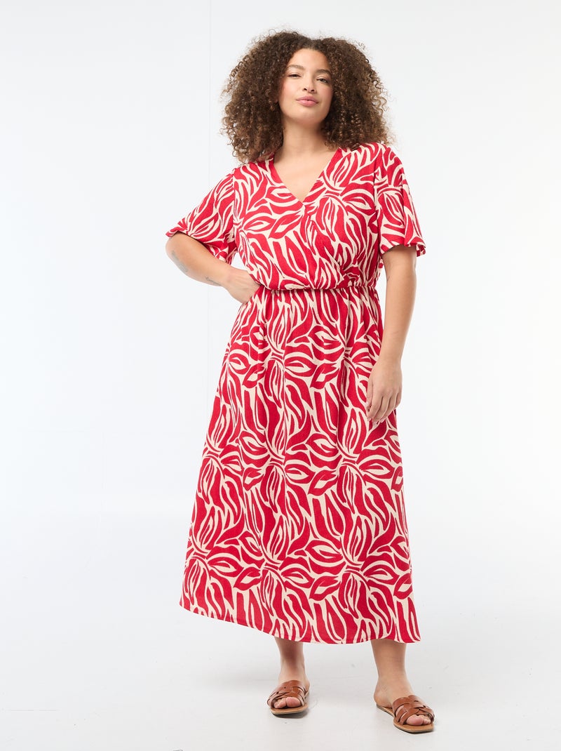 Vestido largo cruzado Rojo - Kiabi