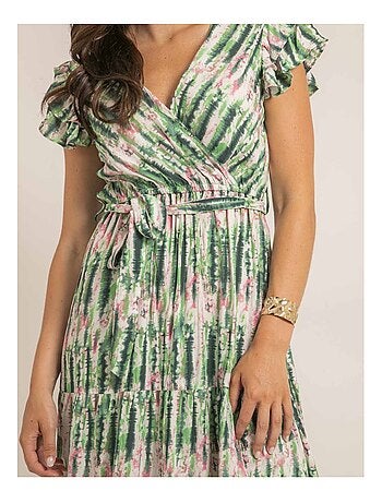 Vestido largo cruzado tie and dye IGAYA