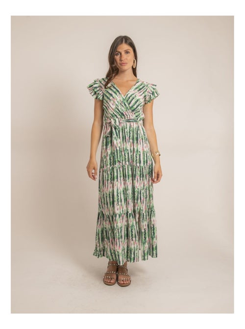 Vestido largo cruzado tie and dye IGAYA - Kiabi
