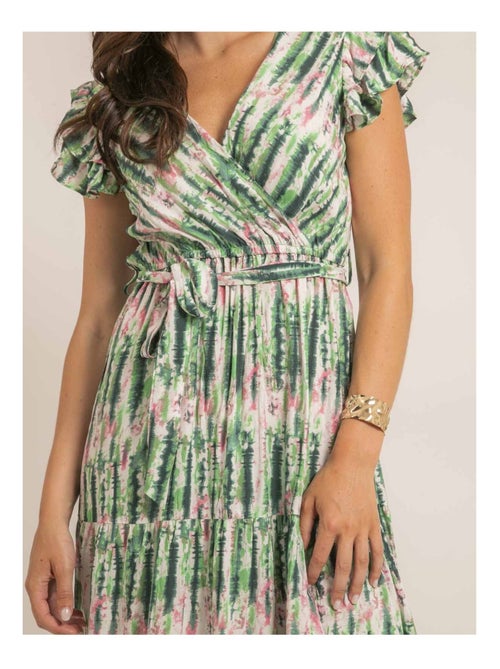 Vestido largo cruzado tie and dye IGAYA - Kiabi