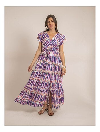 Vestido largo cruzado tie and dye IGAYA