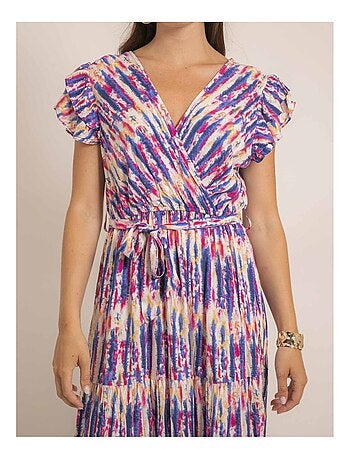 Vestido largo cruzado tie and dye IGAYA