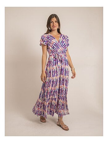 Vestido largo cruzado tie and dye IGAYA