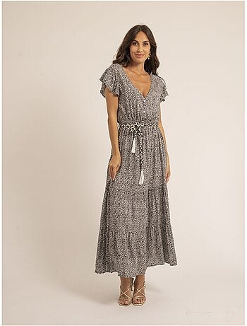Vestido largo cuello en v ilmax