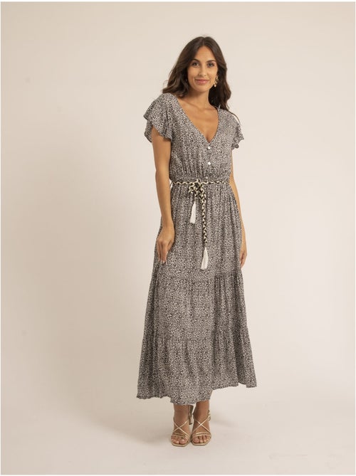 Vestido largo cuello en v ilmax - Kiabi