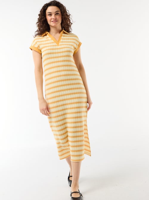 Vestido largo cuello polo - Kiabi
