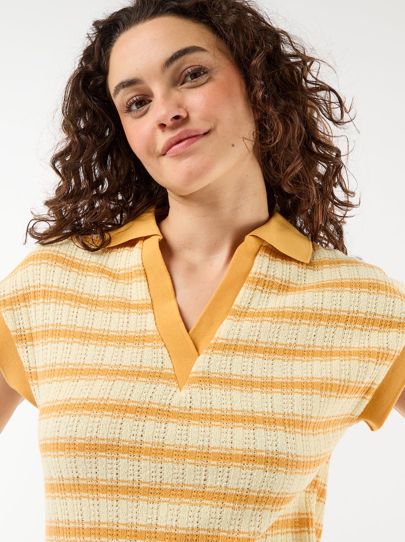 Vestido largo cuello polo Amarillo - Kiabi