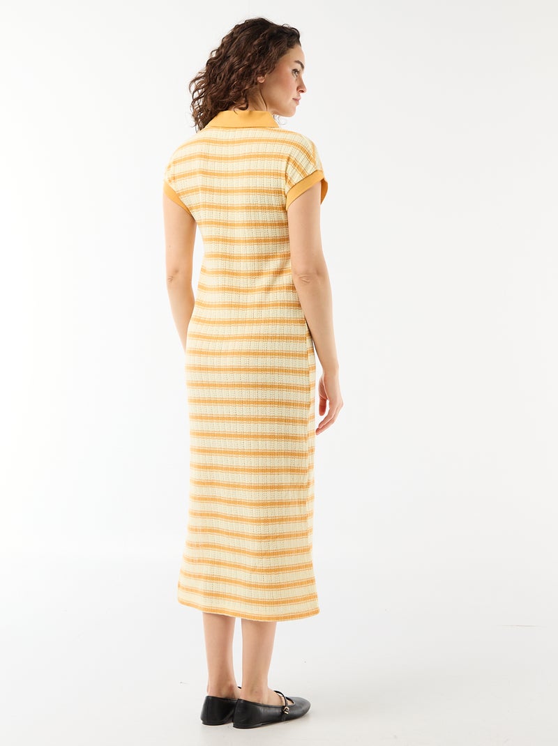 Vestido largo cuello polo Amarillo - Kiabi