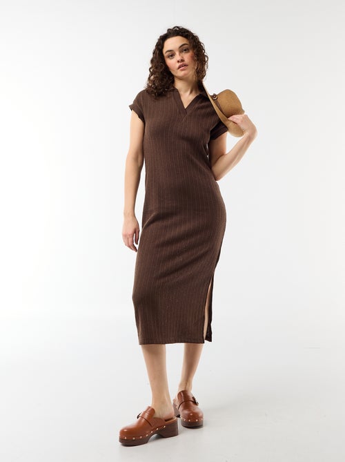 Vestido largo cuello polo - Kiabi