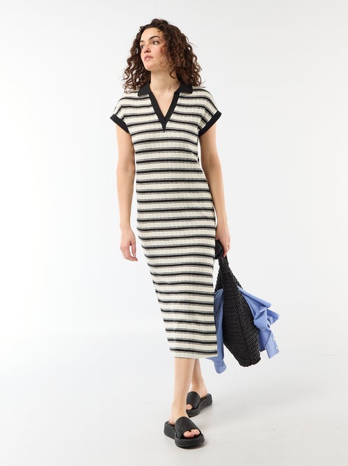 Vestido largo cuello polo - Kiabi