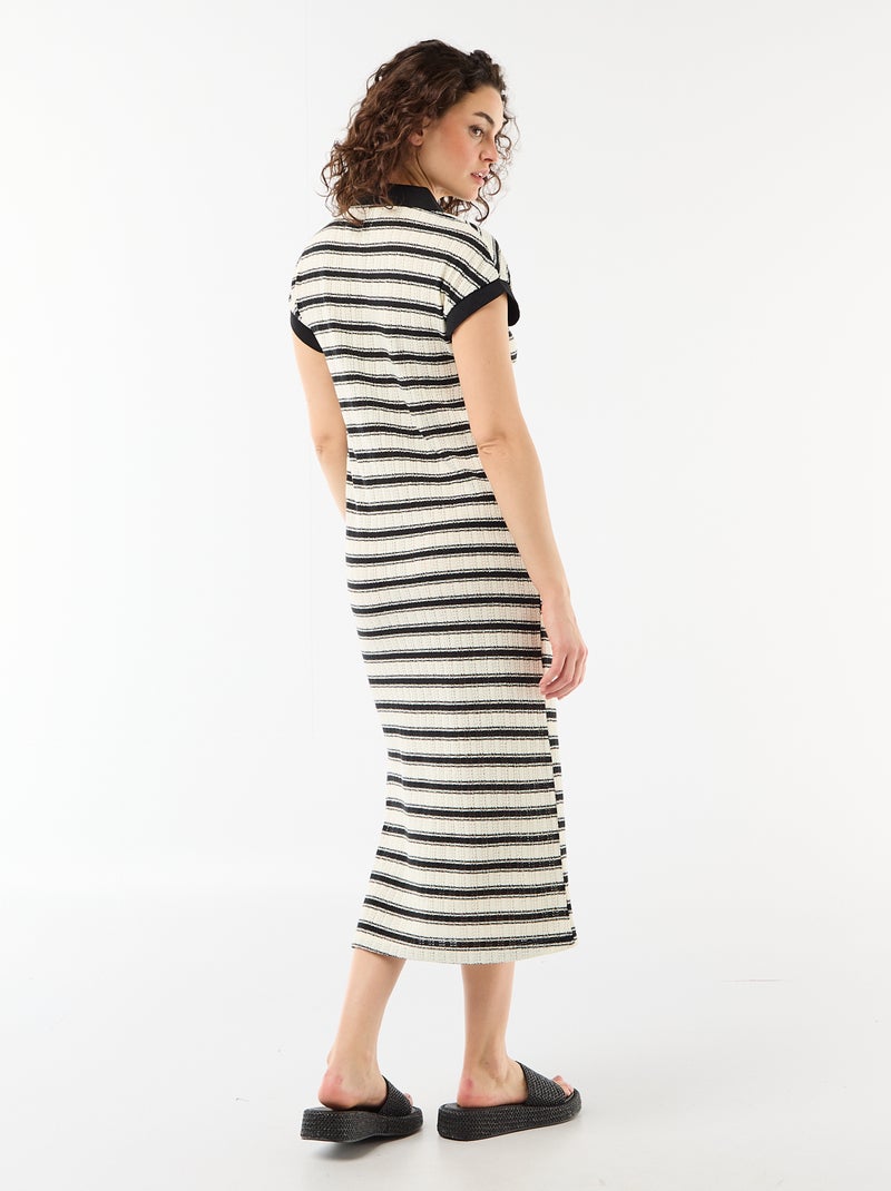 Vestido largo cuello polo Negro - Kiabi