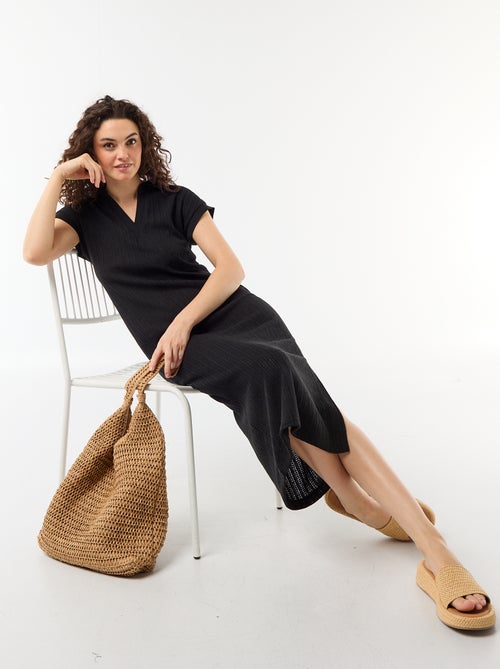 Vestido largo cuello polo - Kiabi