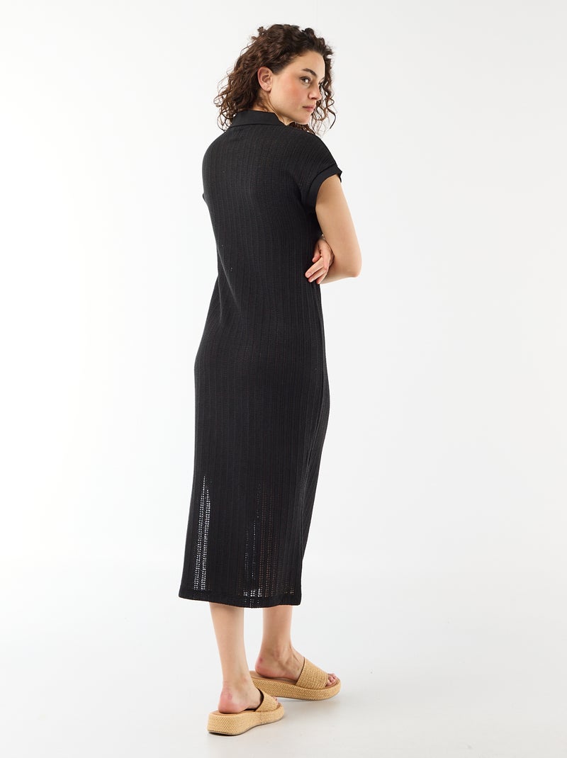 Vestido largo cuello polo Negro - Kiabi