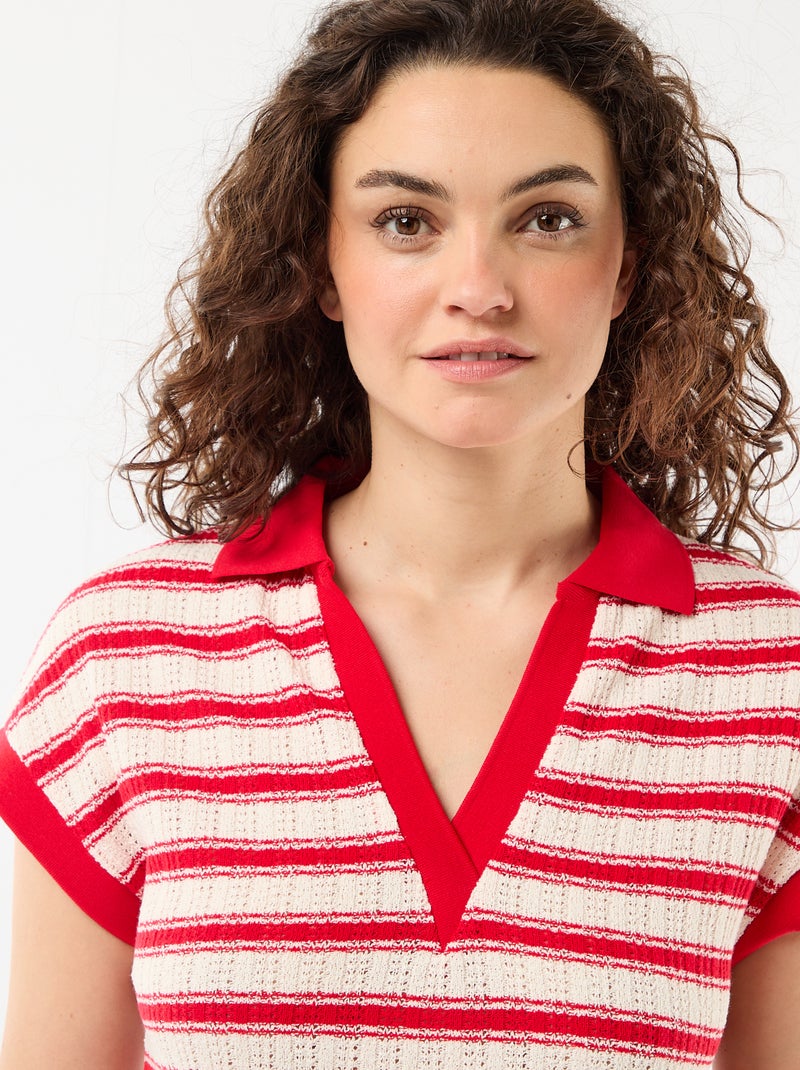 Vestido largo cuello polo Rojo - Kiabi