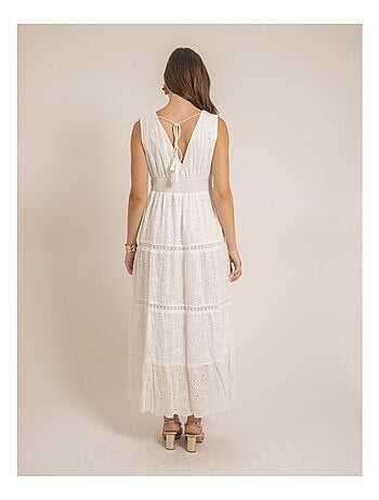 Vestido largo de broderie inglés IPANE