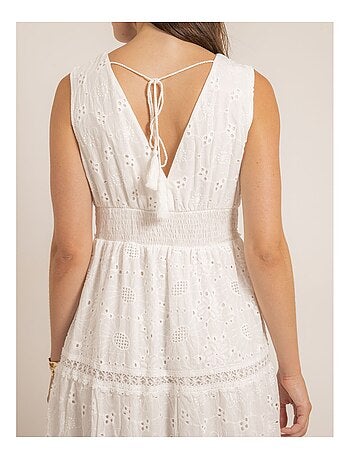 Vestido largo de broderie inglés IPANE