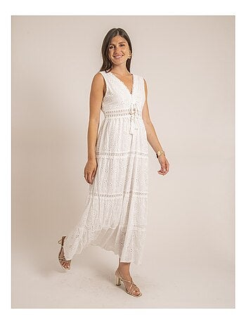 Vestido largo de broderie inglés IPANE