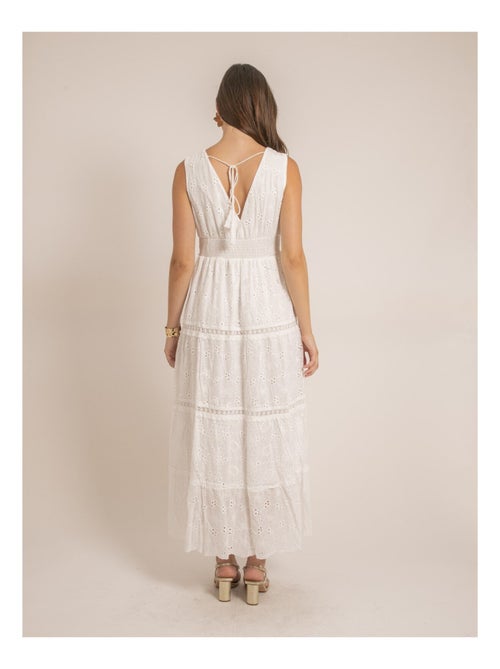 Vestido largo de broderie inglés IPANE - Kiabi Vestido largo de broderie inglés IPANE - Kiabi