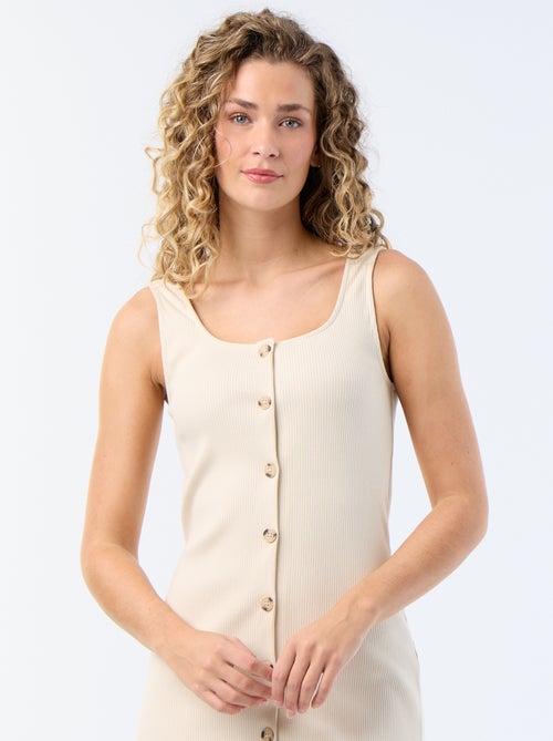Vestido largo de canalé - Kiabi