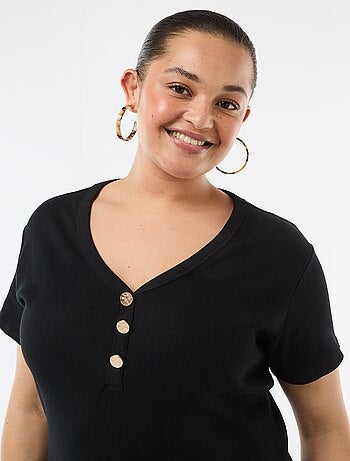 Vestido largo de canalé con mangas cortas