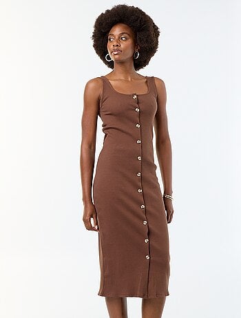 Vestido largo de canalé