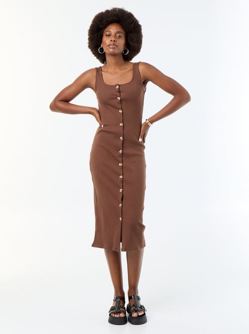 Vestido largo de canalé - Kiabi