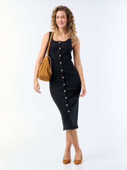 Vestido largo de canalé - Kiabi