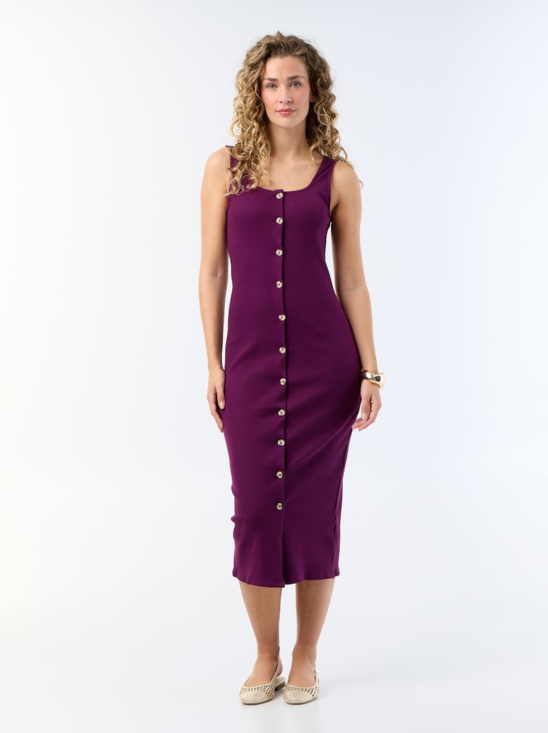 Vestido largo de canalé Purpura - Kiabi