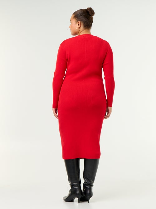 Vestido largo de canalé - Kiabi