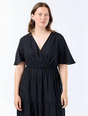 Vestido largo de capas con corte cruzado