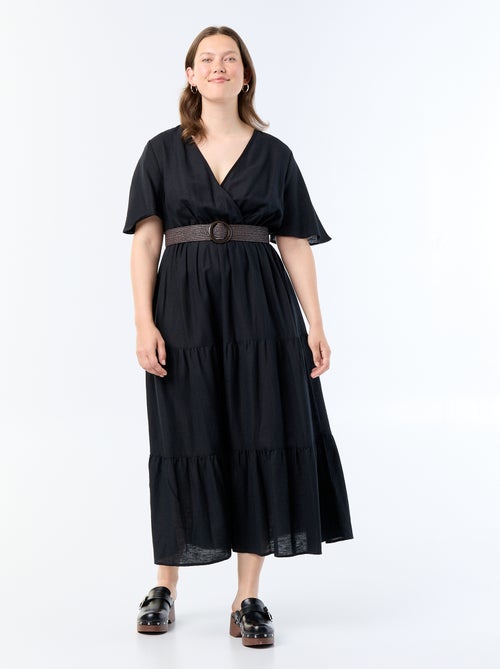 Vestido largo de capas con corte cruzado - Kiabi Vestido largo de capas con corte cruzado - Kiabi