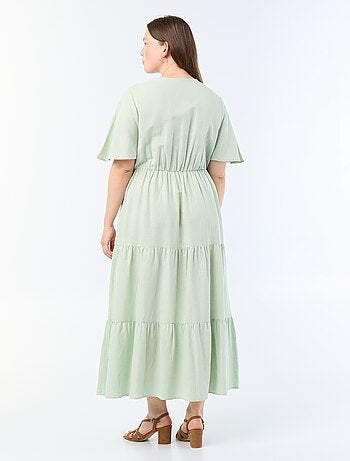 Vestido largo de capas con corte cruzado