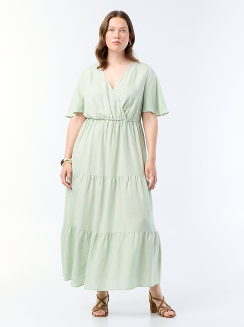 Vestido largo de capas con corte cruzado - Kiabi