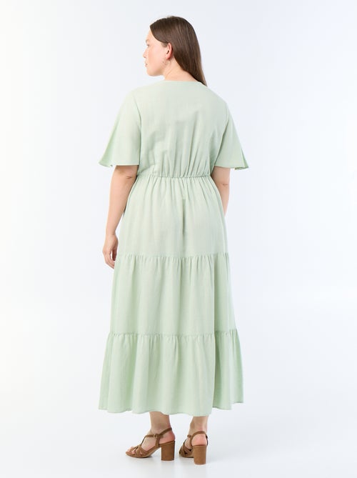Vestido largo de capas con corte cruzado - Kiabi