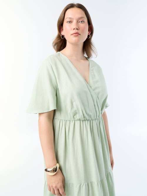 Vestido largo de capas con corte cruzado - Kiabi