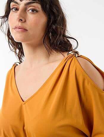 Vestido largo de ceremonia de manga corta