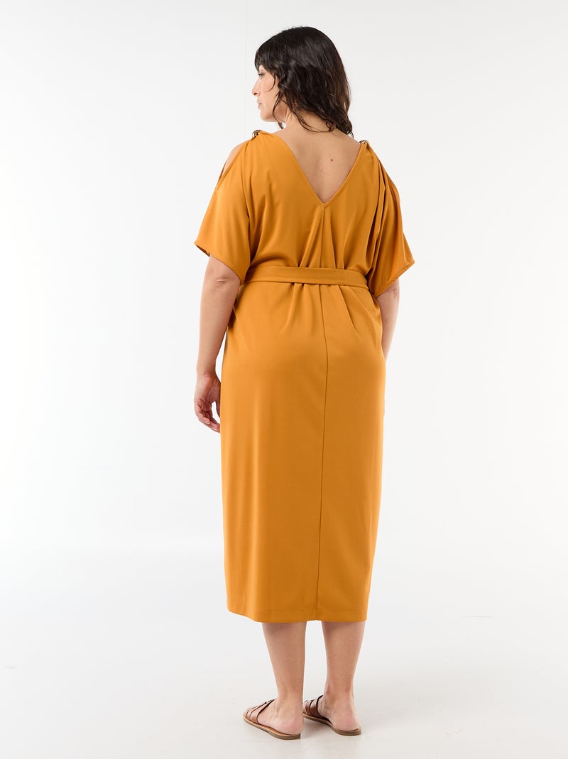 Vestido largo de ceremonia de manga corta Amarillo - Kiabi
