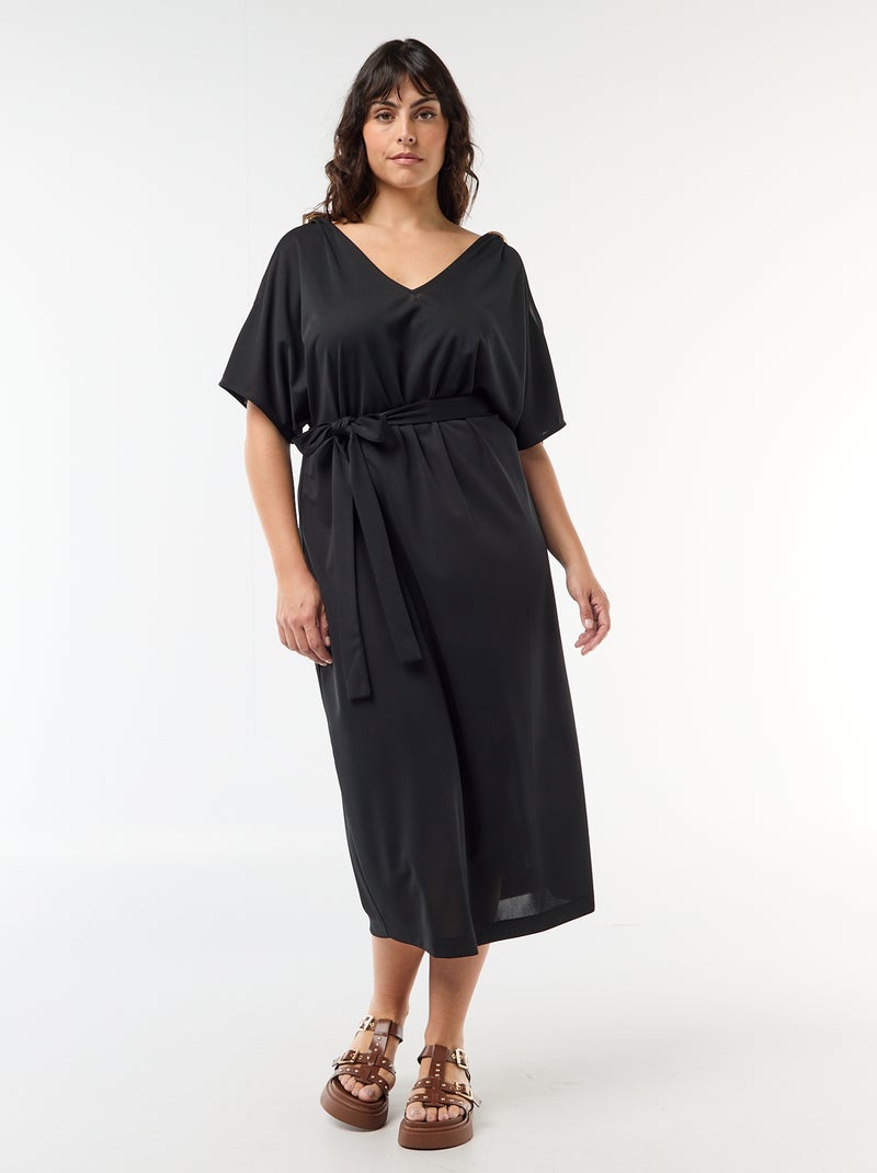 Vestido largo de ceremonia de manga corta Negro - Kiabi