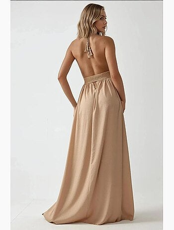 Vestido largo de corte a con escote en v hiccup