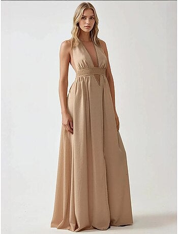 Vestido largo de corte a con escote en v hiccup