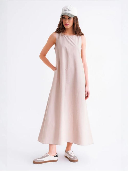 Vestido largo de corte relajado con cierre de botones y bolsillos mixray - Kiabi