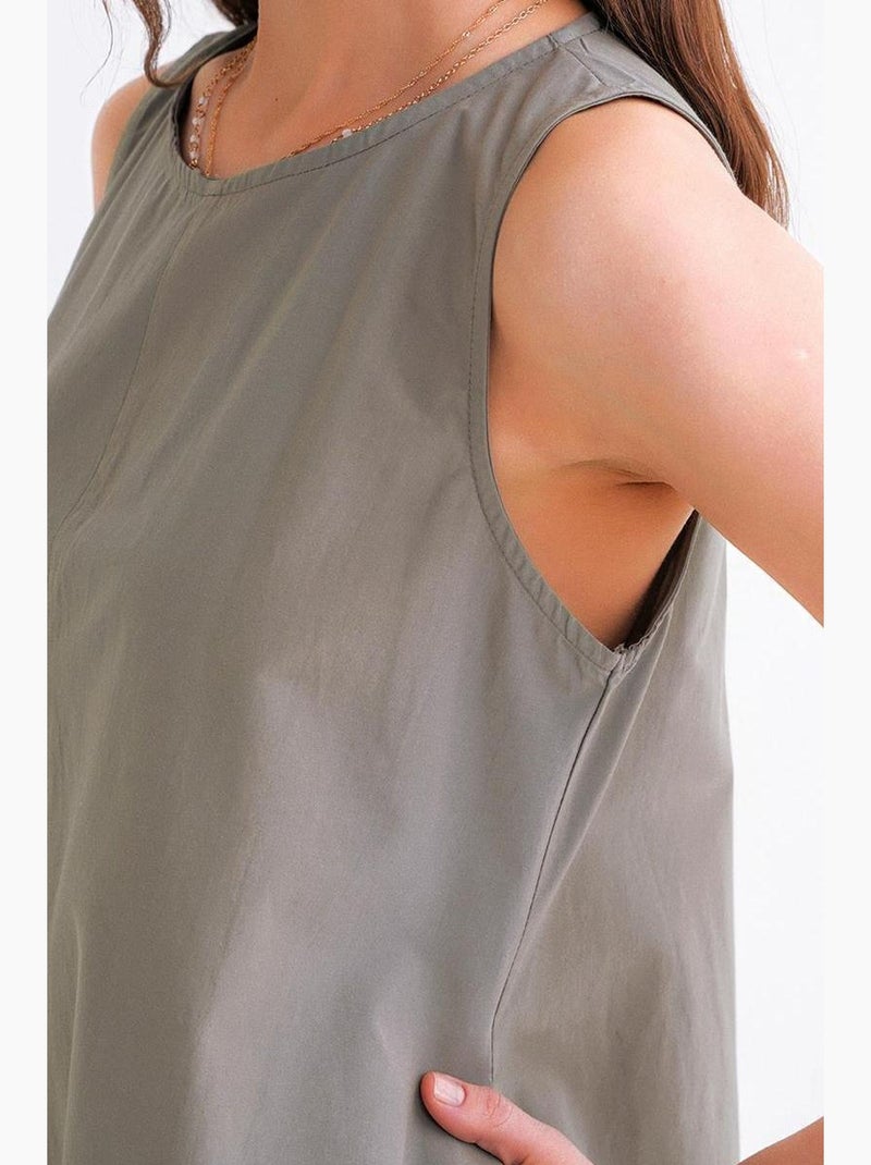 Vestido largo de corte relajado con cierre de botones y bolsillos mixray Caqui - Kiabi